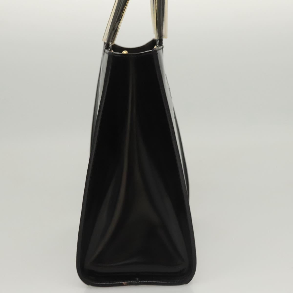 Salvatore Ferragamo Hand Bag Enamel Black Auth 119146