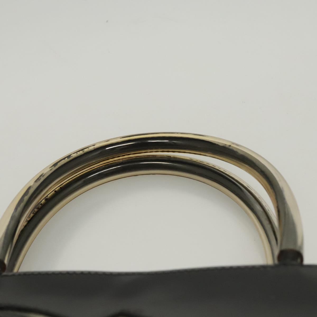 Salvatore Ferragamo Hand Bag Enamel Black Auth 119146