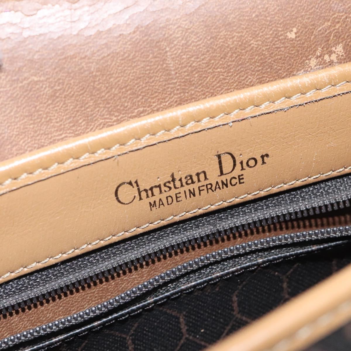 Christian Dior Honeycomb Canvas Shoulder Bag PVC Black Gold Auth 119149