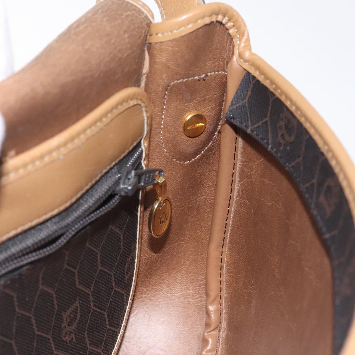 Christian Dior Honeycomb Canvas Shoulder Bag PVC Black Gold Auth 119149