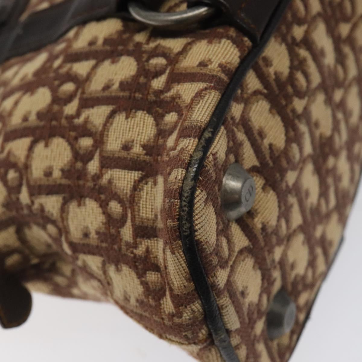 Christian Dior Trotter Canvas Hand Bag Brown Auth 119161