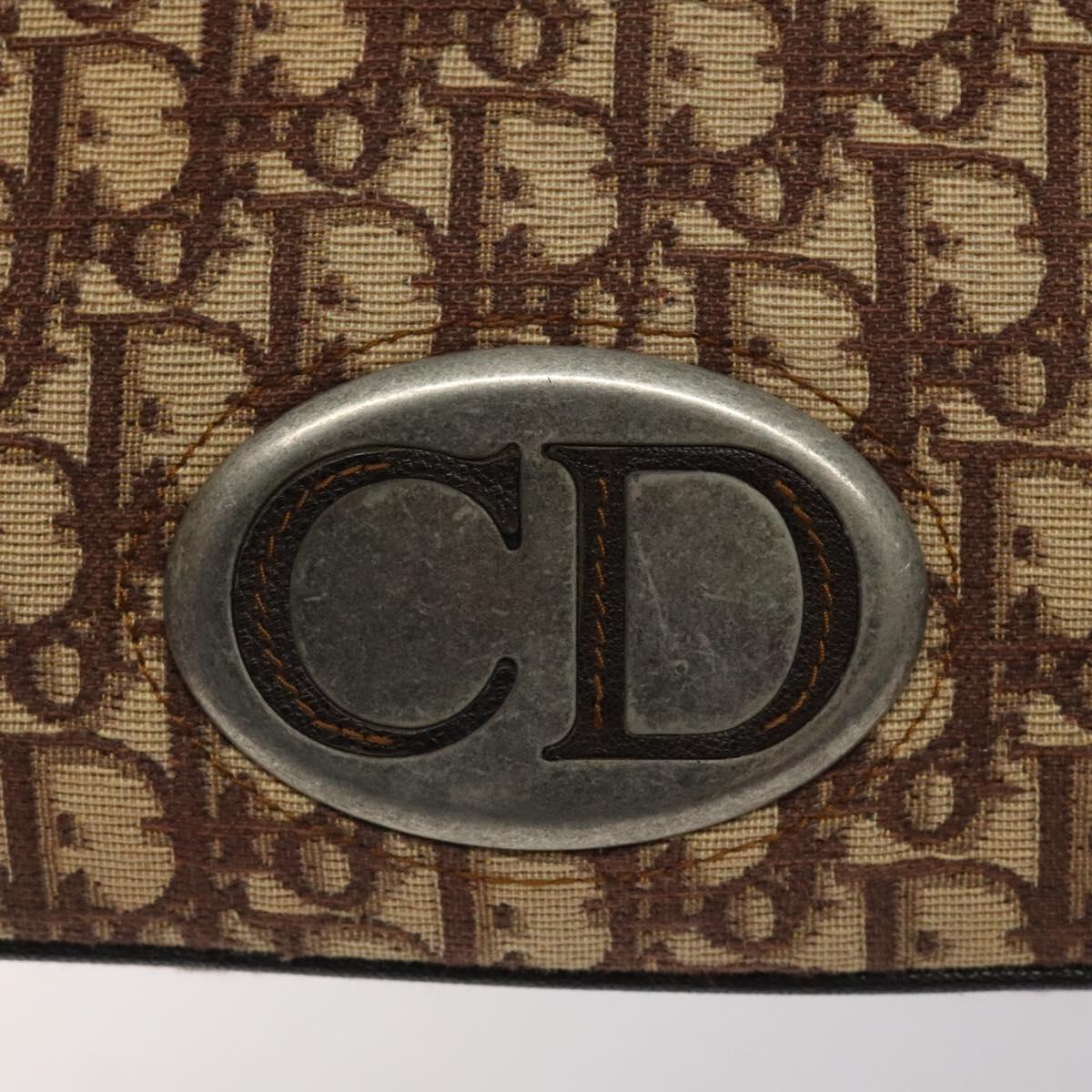 Christian Dior Trotter Canvas Hand Bag Brown Auth 119161