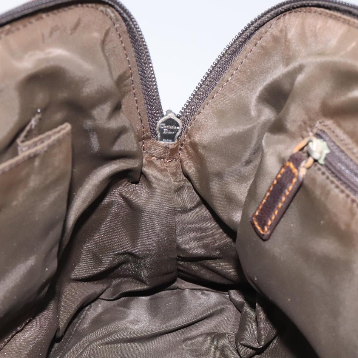 Christian Dior Trotter Canvas Hand Bag Brown Auth 119161