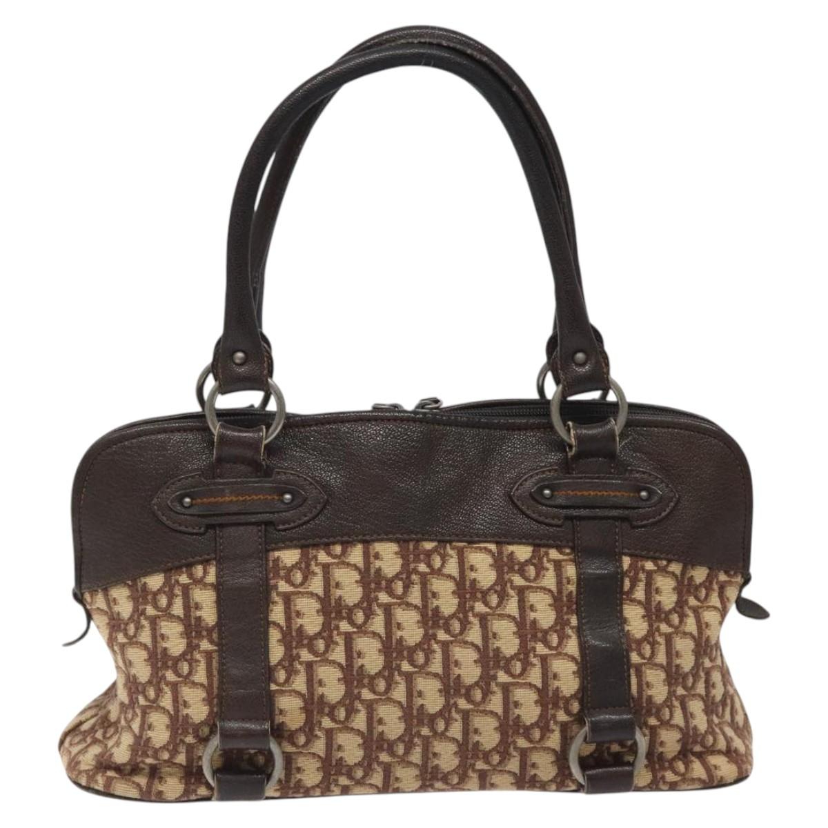 Christian Dior Trotter Canvas Hand Bag Brown Auth 119161