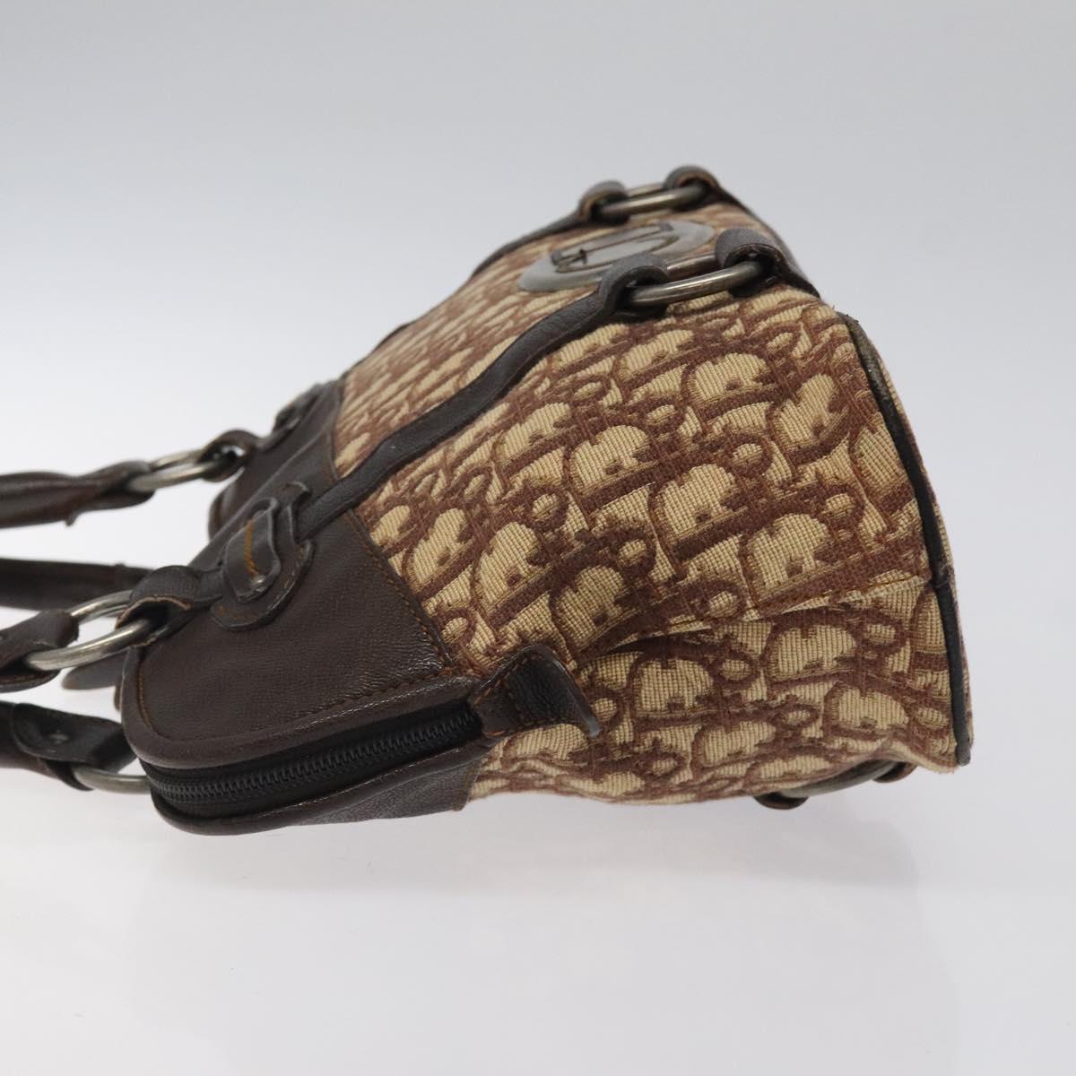 Christian Dior Trotter Canvas Hand Bag Brown Auth 119161