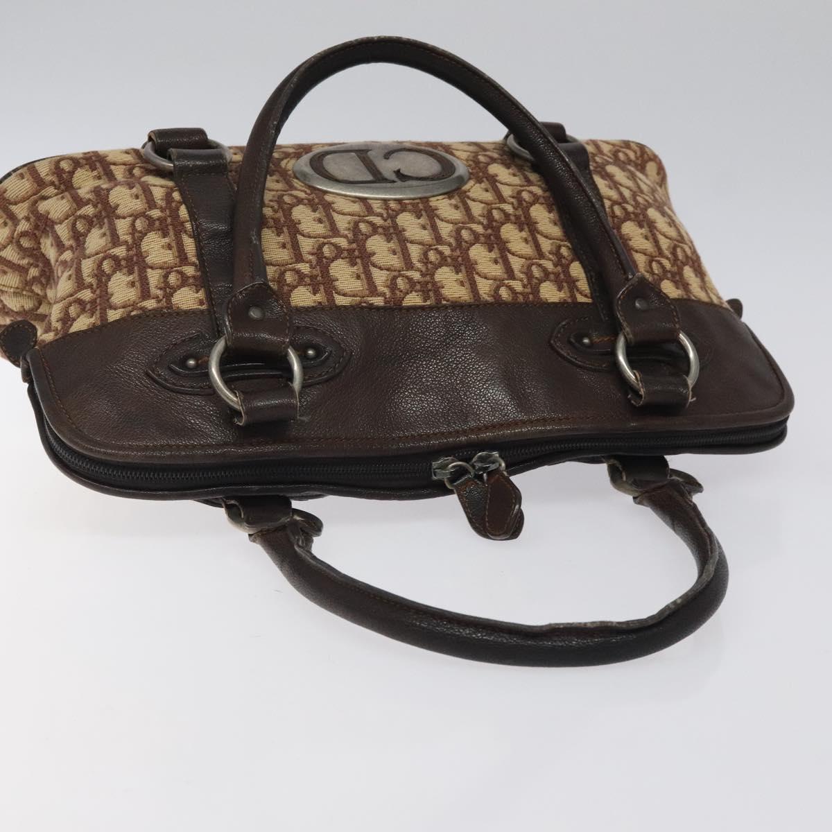 Christian Dior Trotter Canvas Hand Bag Brown Auth 119161