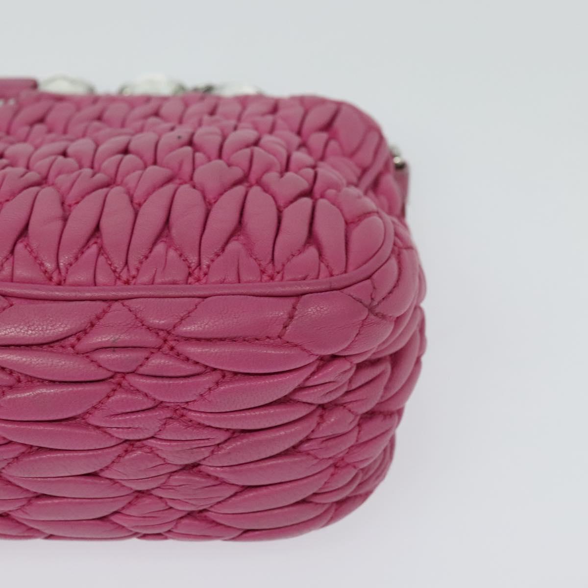 Miu Miu Matelasse Bijoux Hand Bag Leather 2way Pink Silver Auth 119162