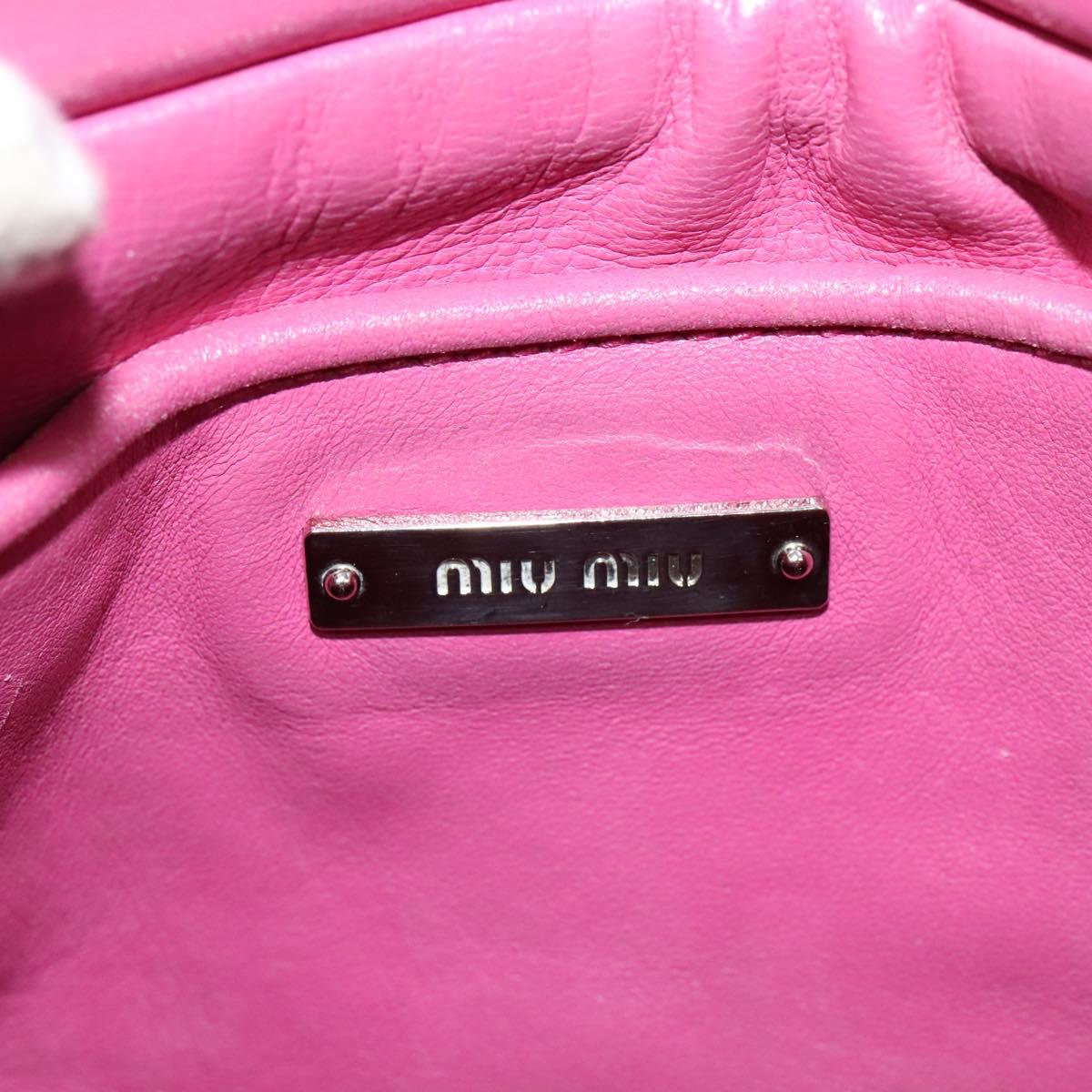 Miu Miu Matelasse Bijoux Hand Bag Leather 2way Pink Silver Auth 119162