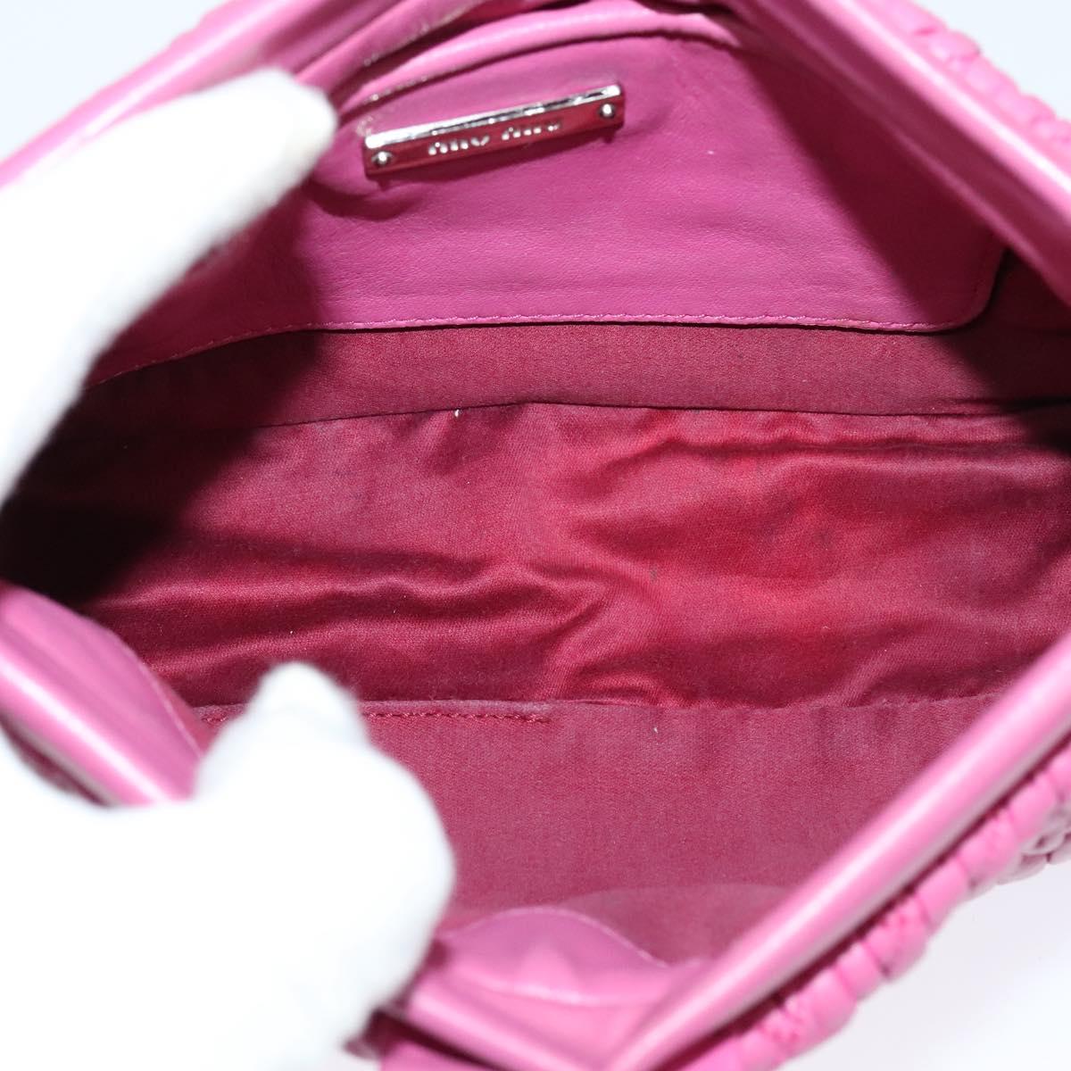 Miu Miu Matelasse Bijoux Hand Bag Leather 2way Pink Silver Auth 119162