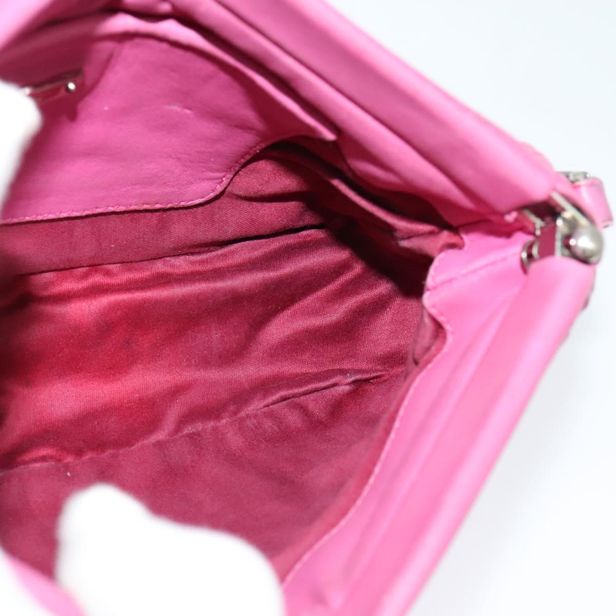 Miu Miu Matelasse Bijoux Hand Bag Leather 2way Pink Silver Auth 119162