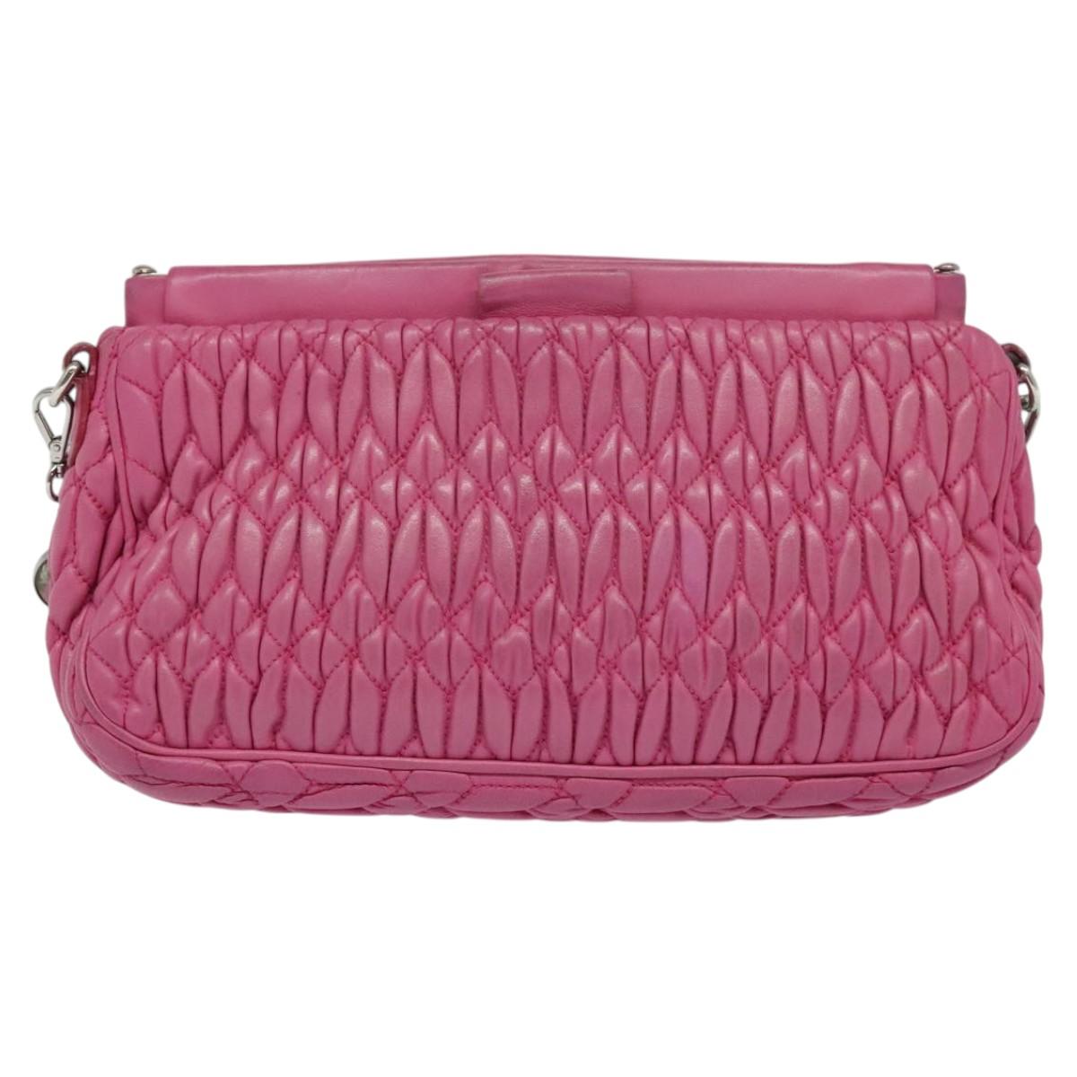 Miu Miu Matelasse Bijoux Hand Bag Leather 2way Pink Silver Auth 119162