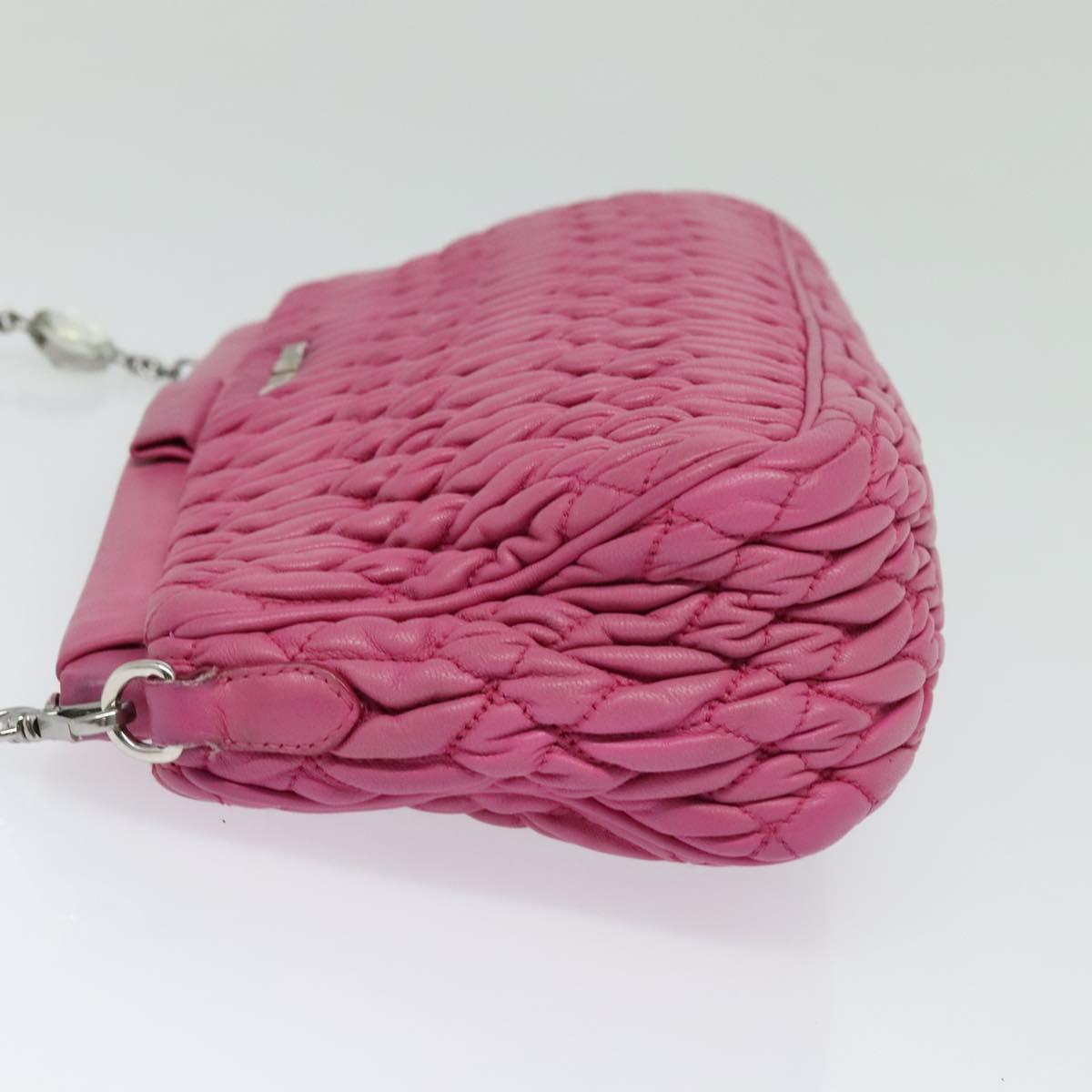 Miu Miu Matelasse Bijoux Hand Bag Leather 2way Pink Silver Auth 119162