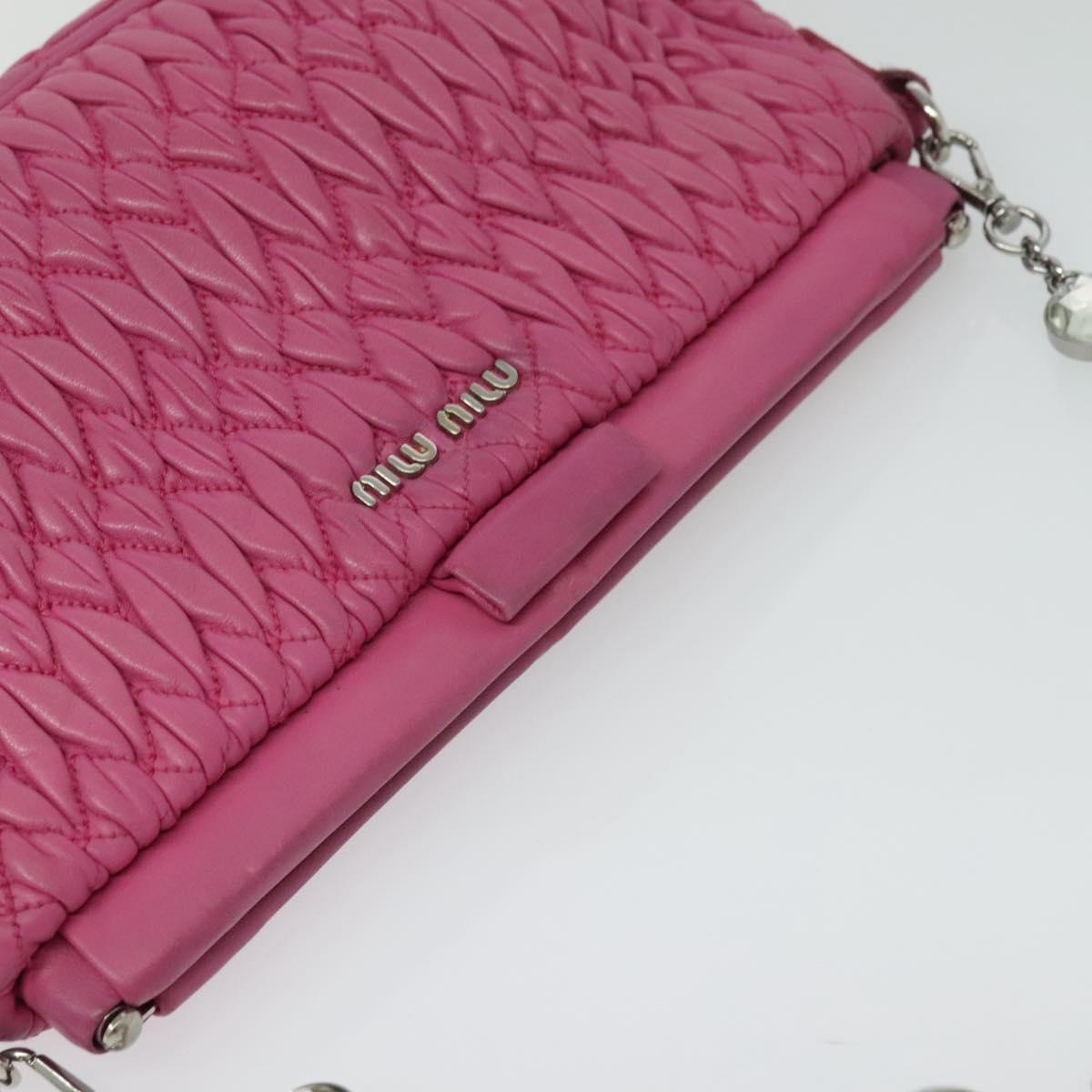 Miu Miu Matelasse Bijoux Hand Bag Leather 2way Pink Silver Auth 119162