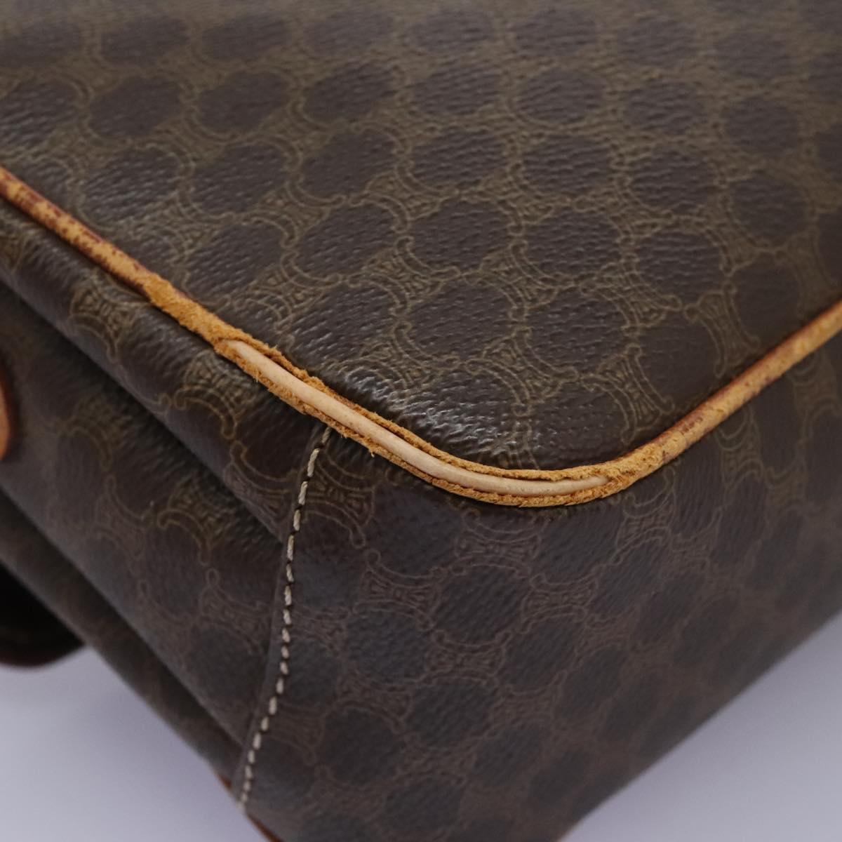 CELINE Macadam Canvas Shoulder Bag PVC Leather Brown Gold Auth 119165