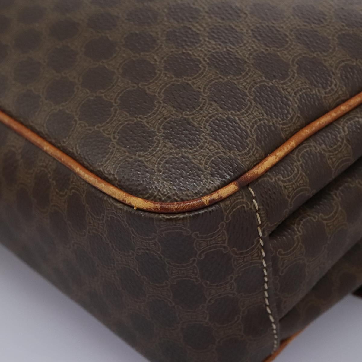 CELINE Macadam Canvas Shoulder Bag PVC Leather Brown Gold Auth 119165