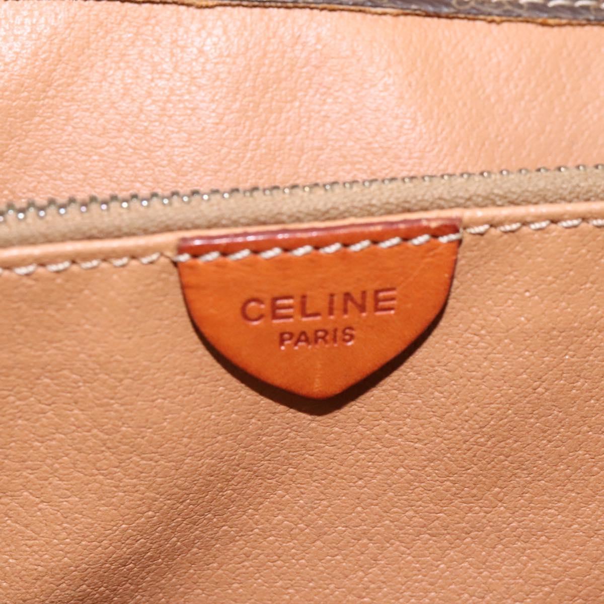 CELINE Macadam Canvas Shoulder Bag PVC Leather Brown Gold Auth 119165