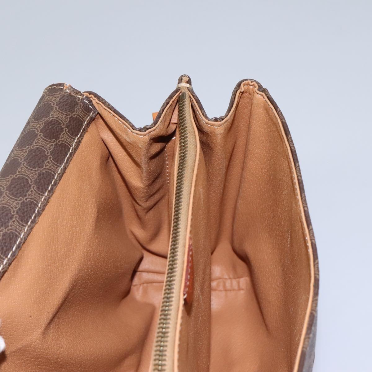 CELINE Macadam Canvas Shoulder Bag PVC Leather Brown Gold Auth 119165