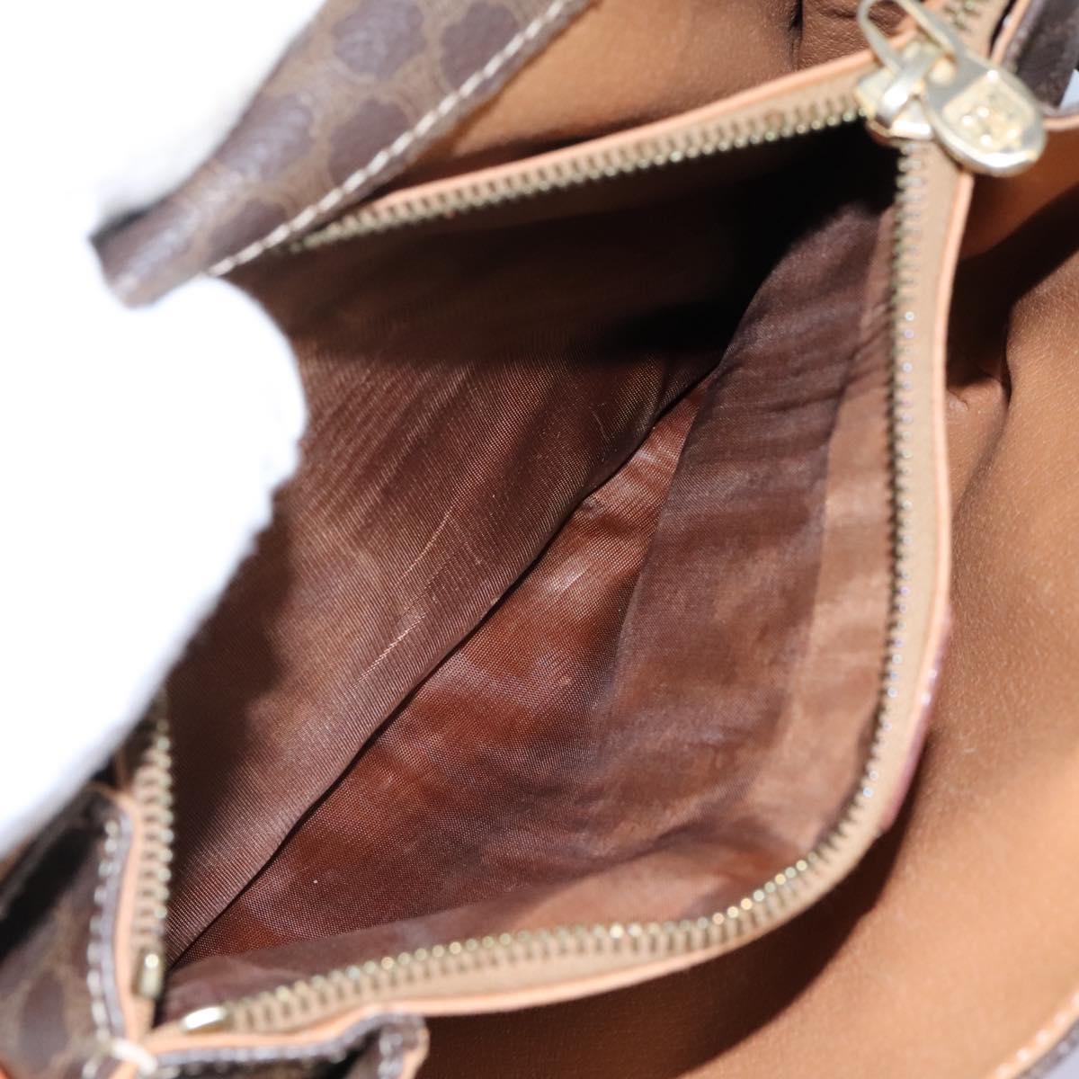 CELINE Macadam Canvas Shoulder Bag PVC Leather Brown Gold Auth 119165