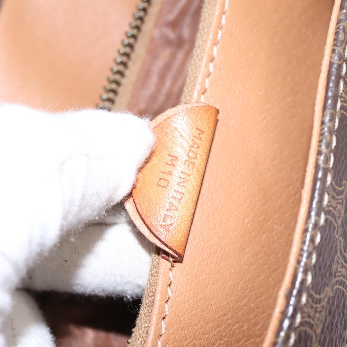 CELINE Macadam Canvas Shoulder Bag PVC Leather Brown Gold Auth 119165