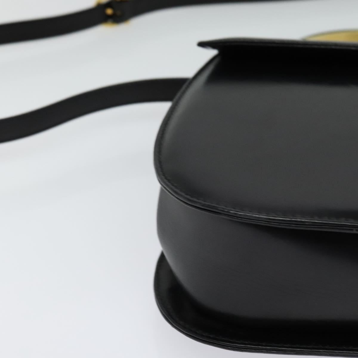 Salvatore Ferragamo Gancini Hand Bag Leather 2way Black Gold Auth 119166