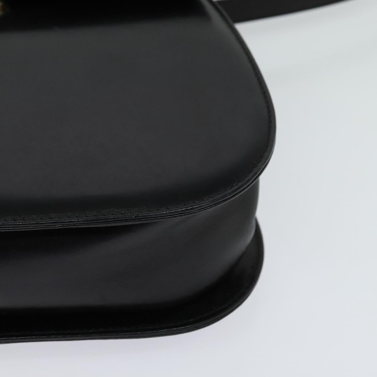 Salvatore Ferragamo Gancini Hand Bag Leather 2way Black Gold Auth 119166