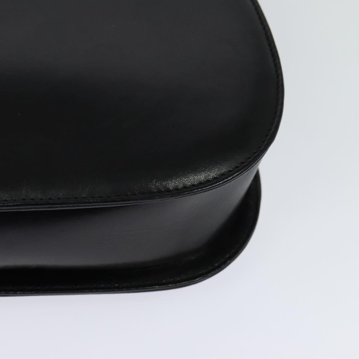 Salvatore Ferragamo Gancini Hand Bag Leather 2way Black Gold Auth 119166