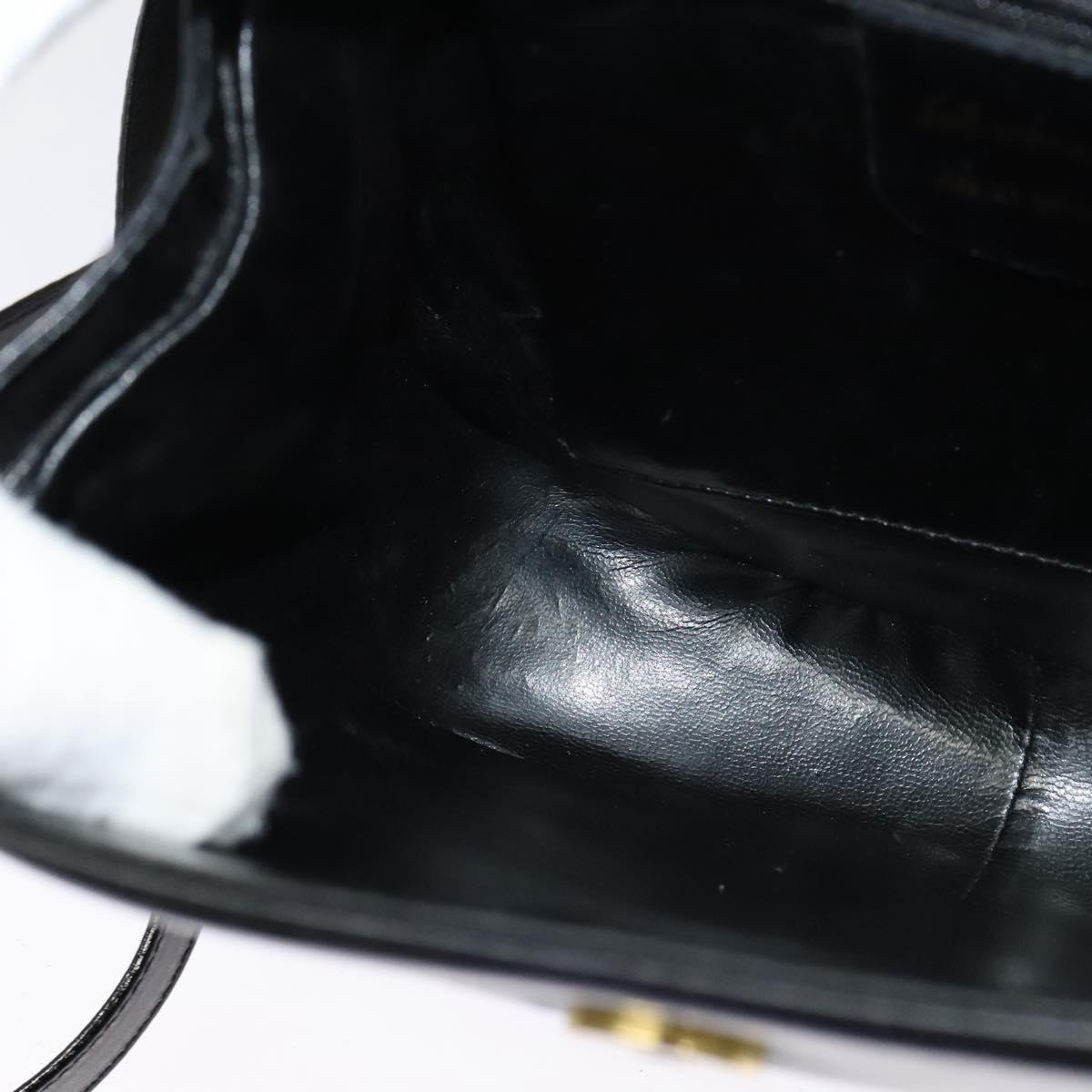 Salvatore Ferragamo Gancini Hand Bag Leather 2way Black Gold Auth 119166