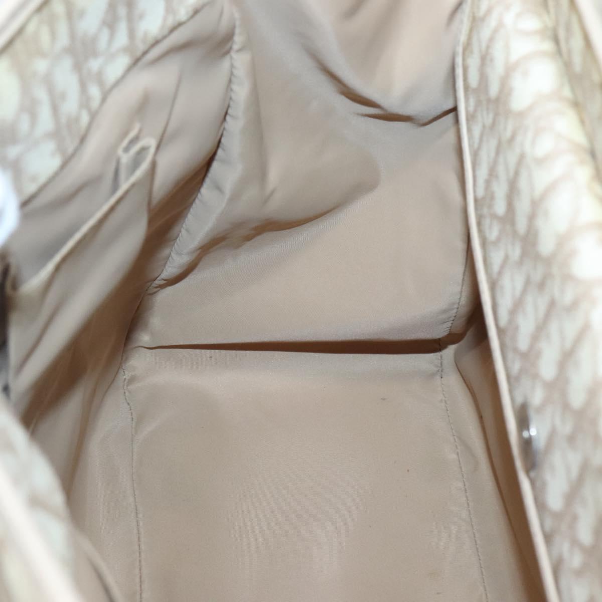 Christian Dior Romantic Chain Trotter Canvas Shoulder Bag PVC Beige Auth 119181