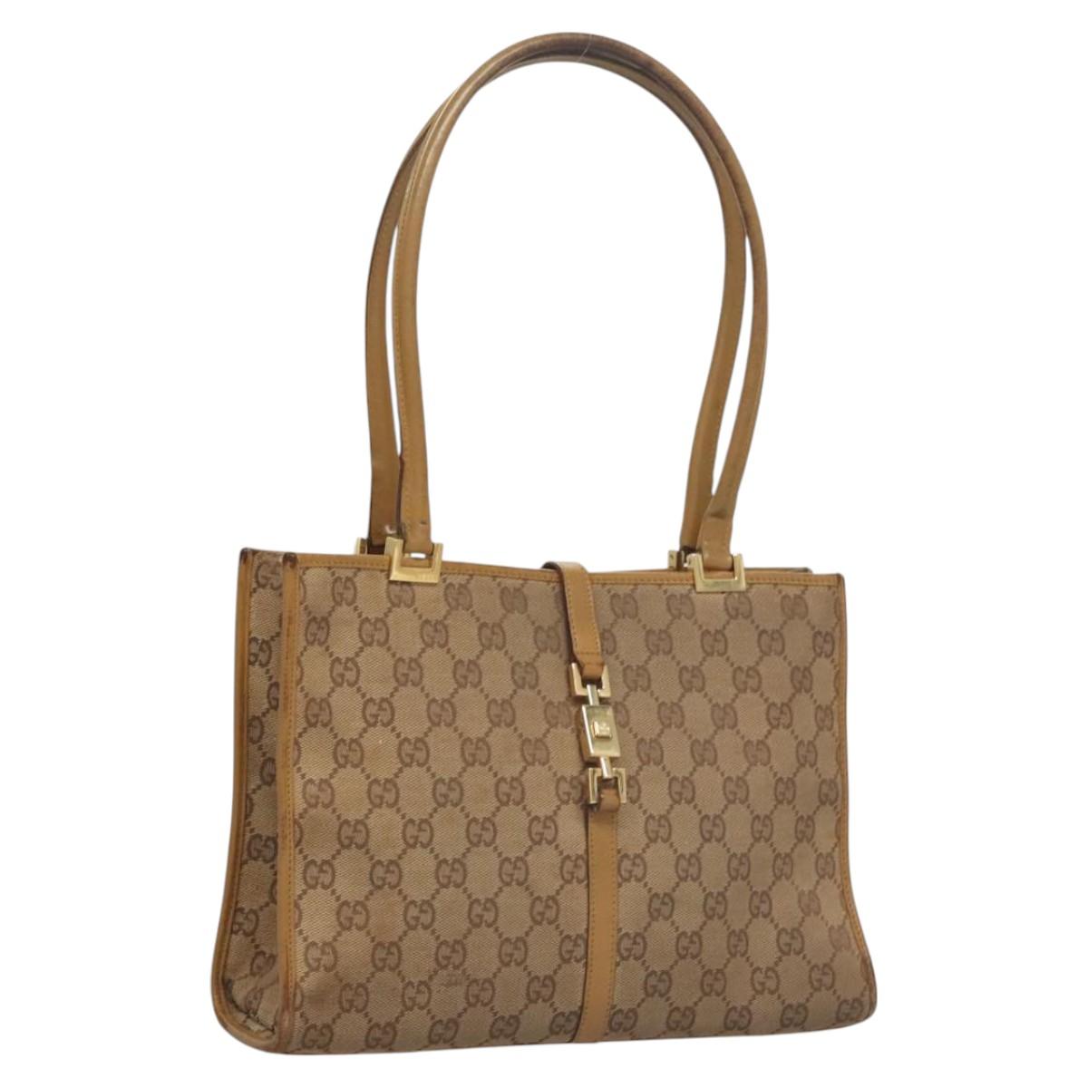 GUCCI GG Canvas Jackie Shoulder Bag Beige Gold 002 1073 3444 Auth 119187