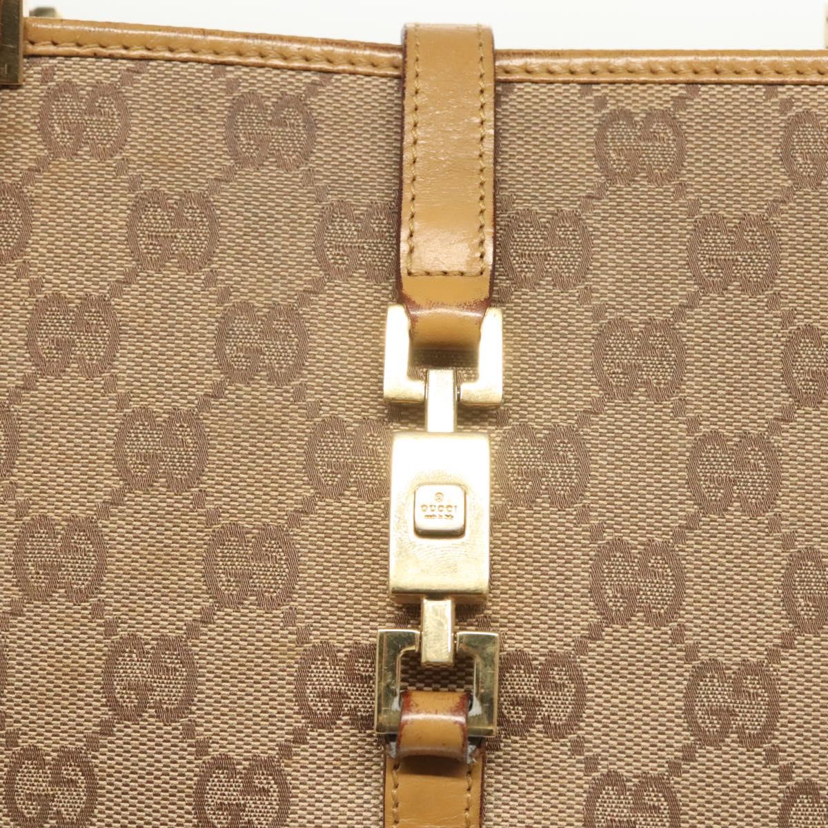 GUCCI GG Canvas Jackie Shoulder Bag Beige Gold 002 1073 3444 Auth 119187