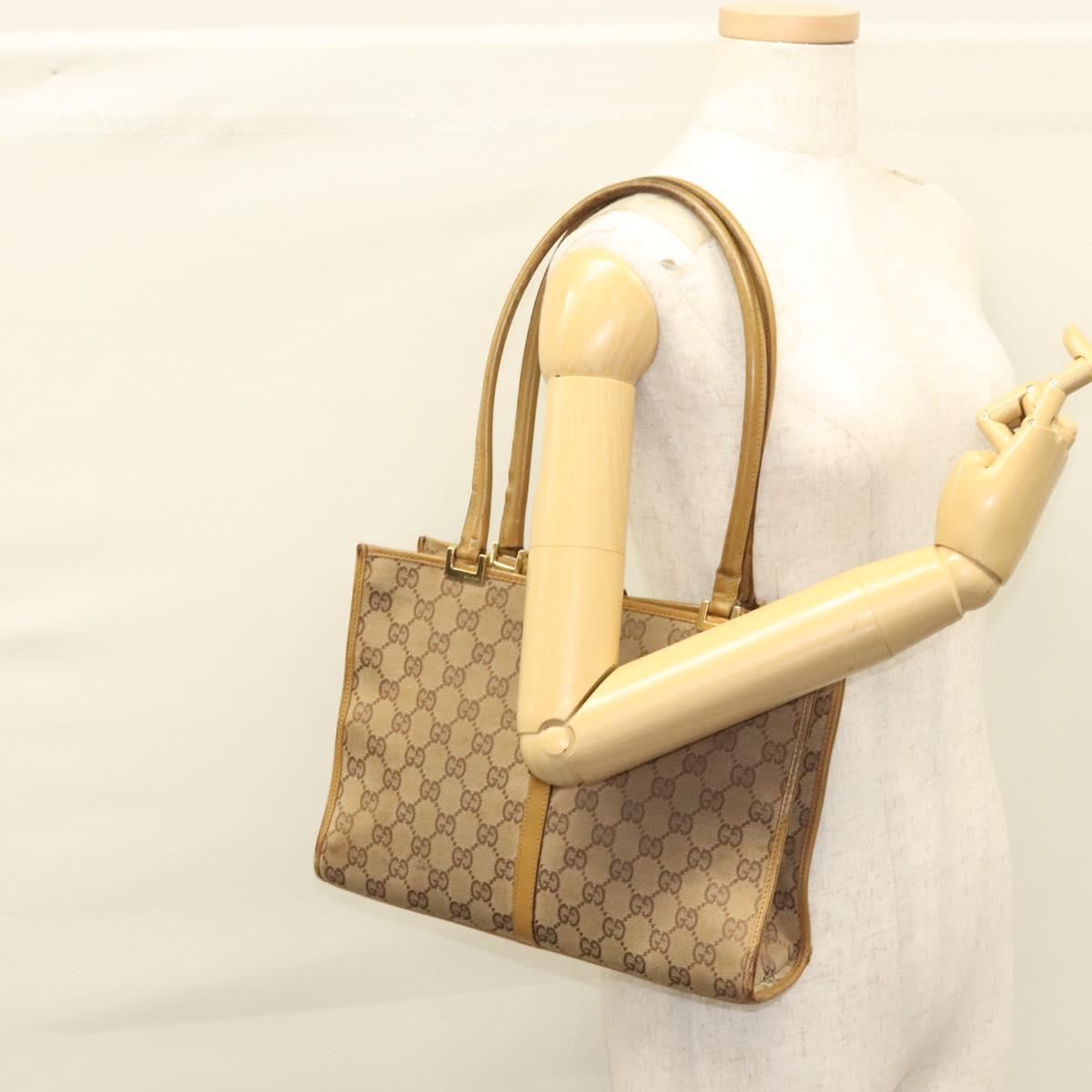 GUCCI GG Canvas Jackie Shoulder Bag Beige Gold 002 1073 3444 Auth 119187