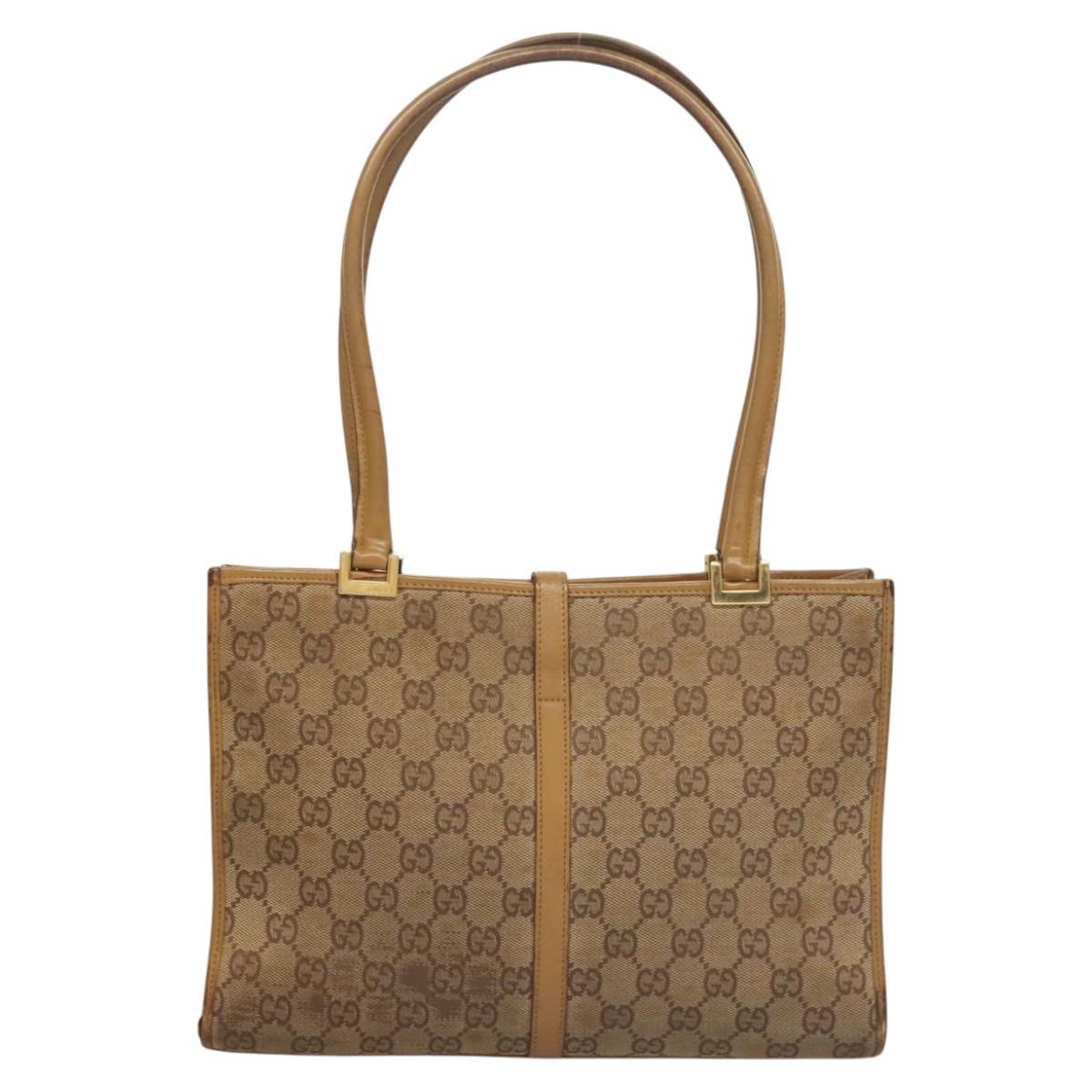 GUCCI GG Canvas Jackie Shoulder Bag Beige Gold 002 1073 3444 Auth 119187