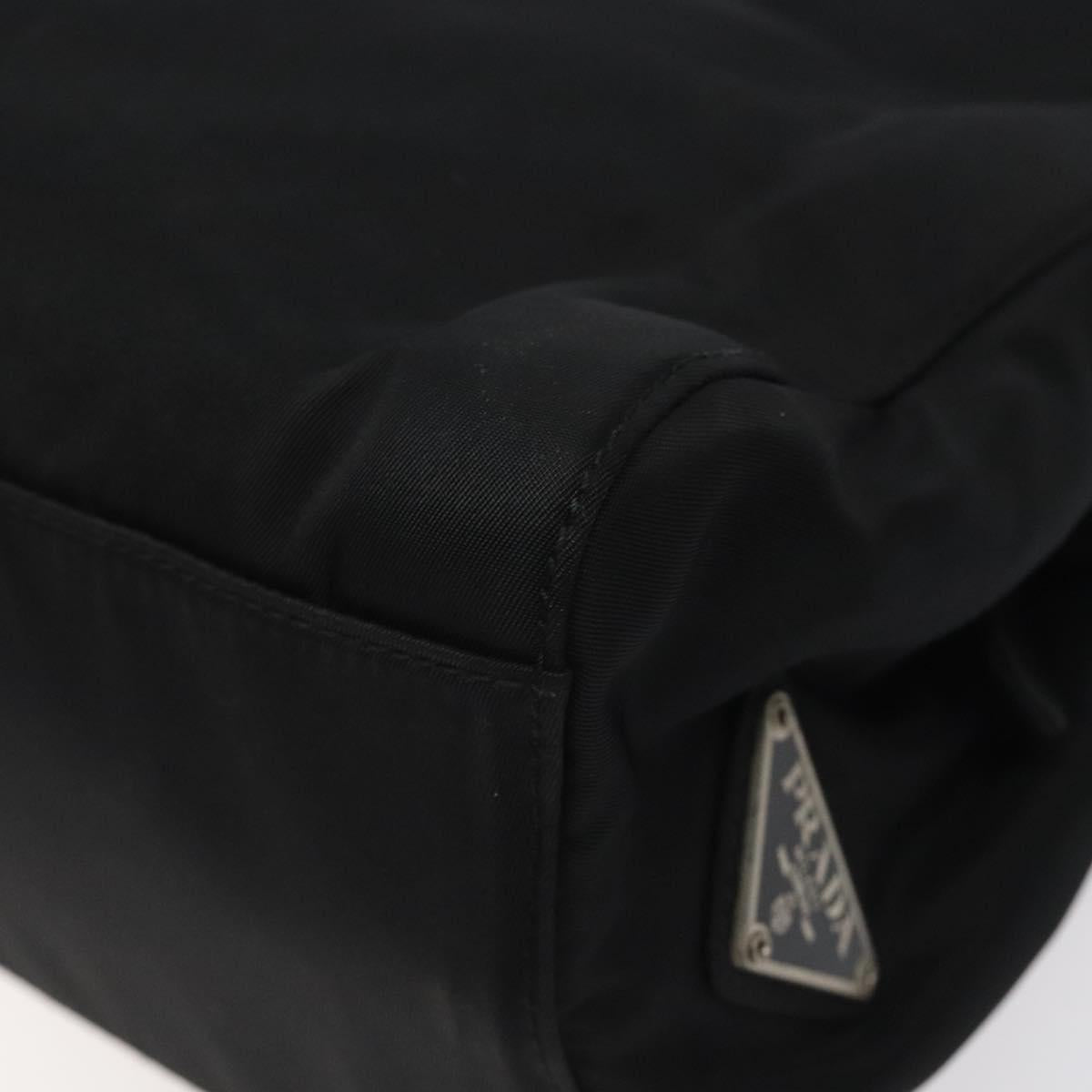 PRADA Hand Bag Nylon Plastic Black Silver Auth 119188