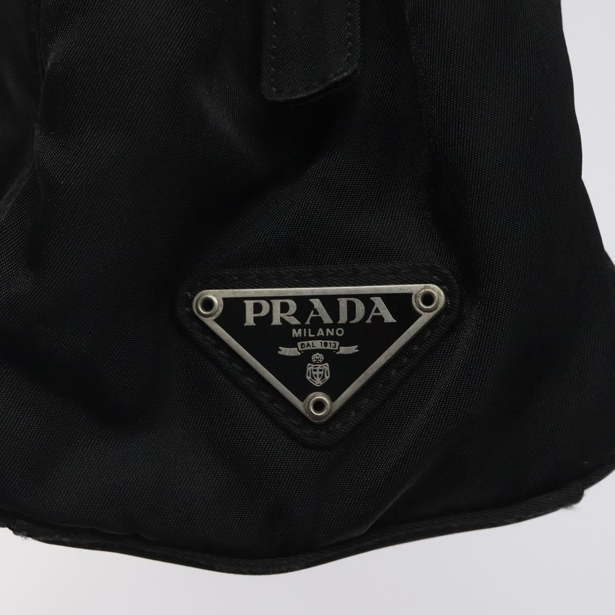 PRADA Hand Bag Nylon Plastic Black Silver Auth 119188