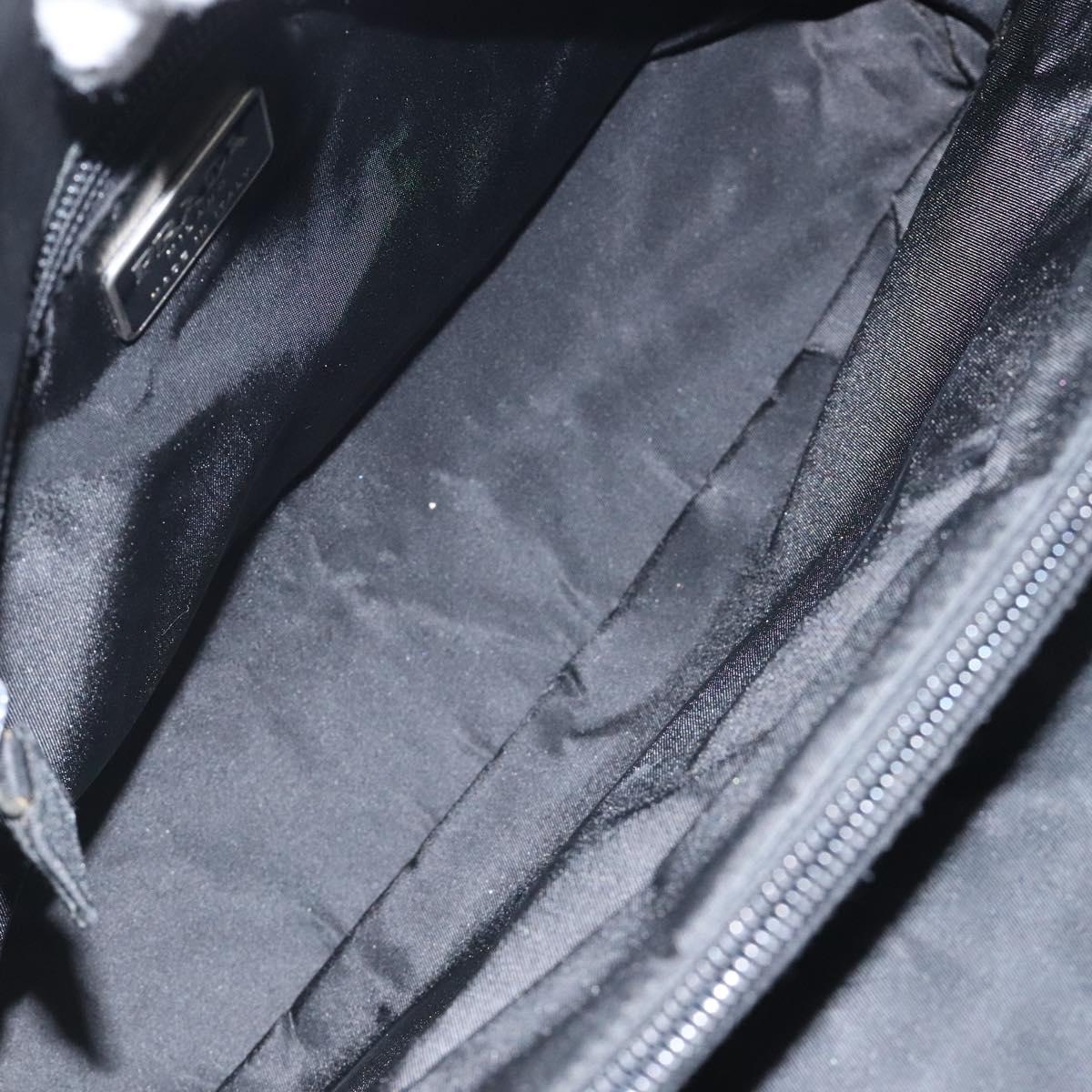 PRADA Hand Bag Nylon Plastic Black Silver Auth 119188