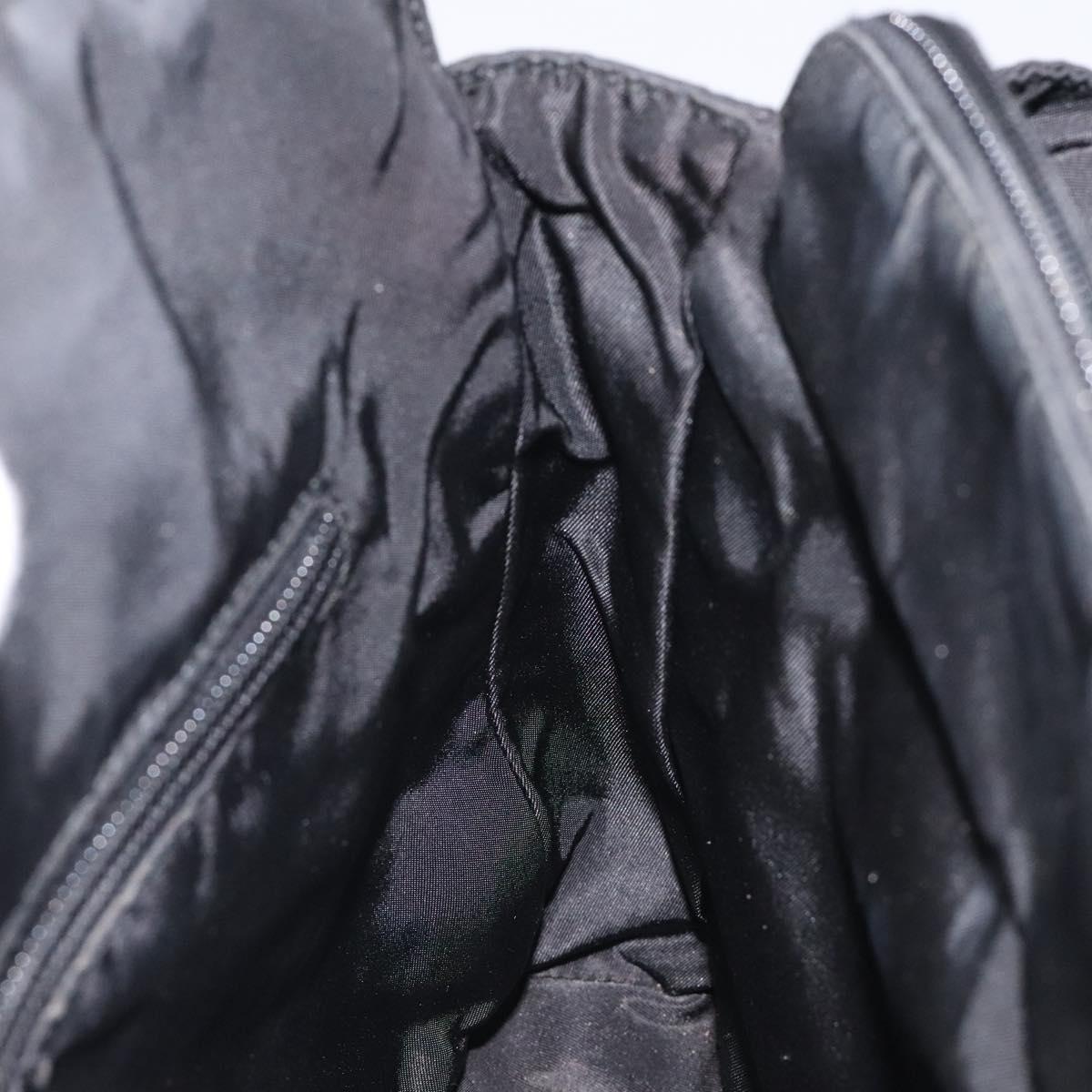 PRADA Hand Bag Nylon Plastic Black Silver Auth 119188