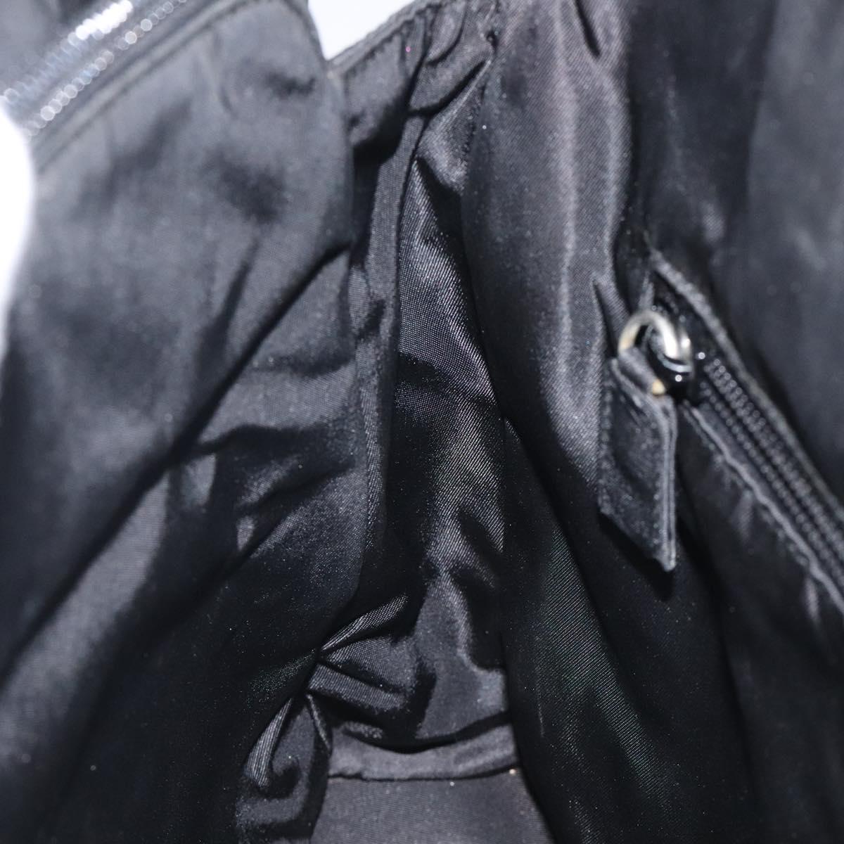 PRADA Hand Bag Nylon Plastic Black Silver Auth 119188