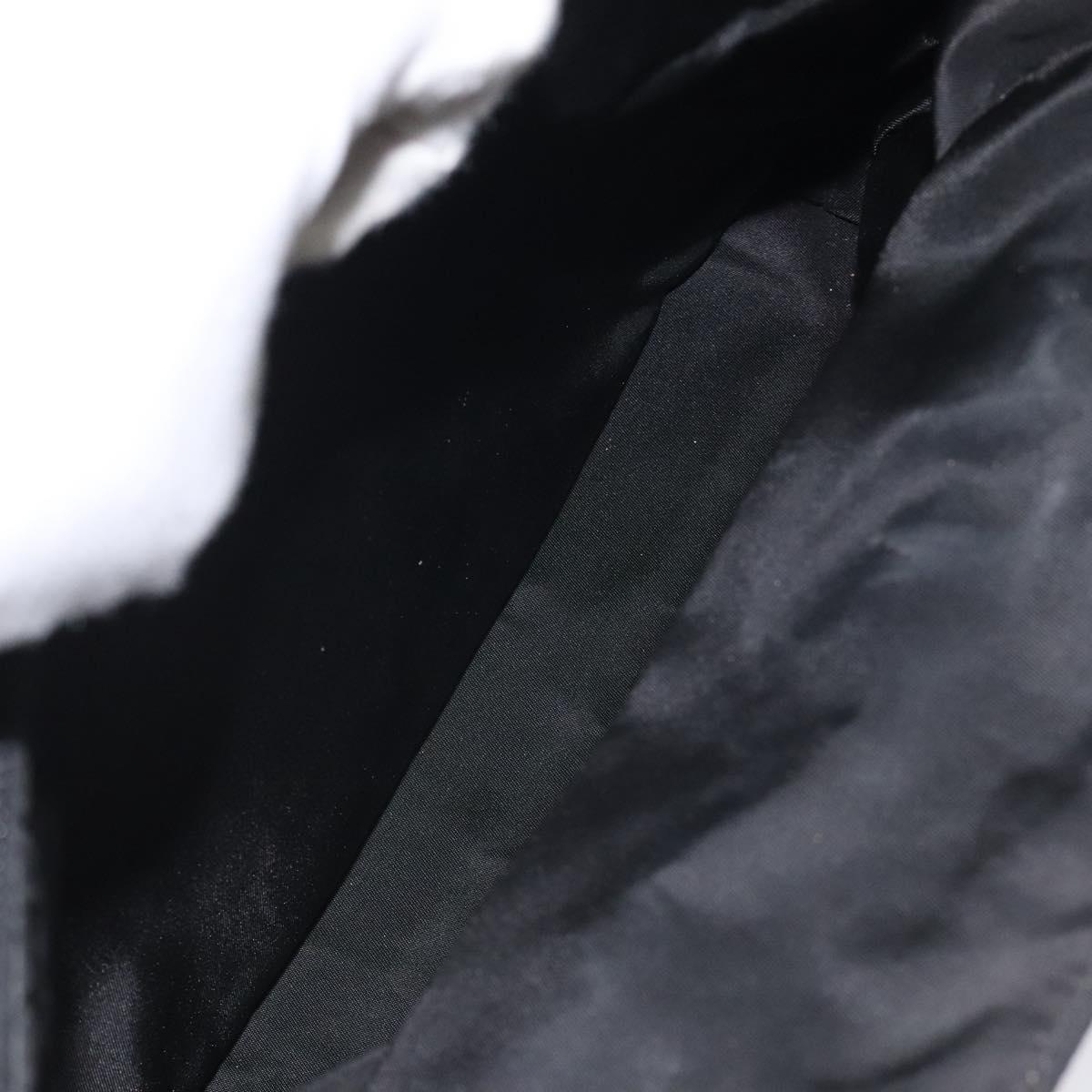 PRADA Hand Bag Nylon Plastic Black Silver Auth 119188