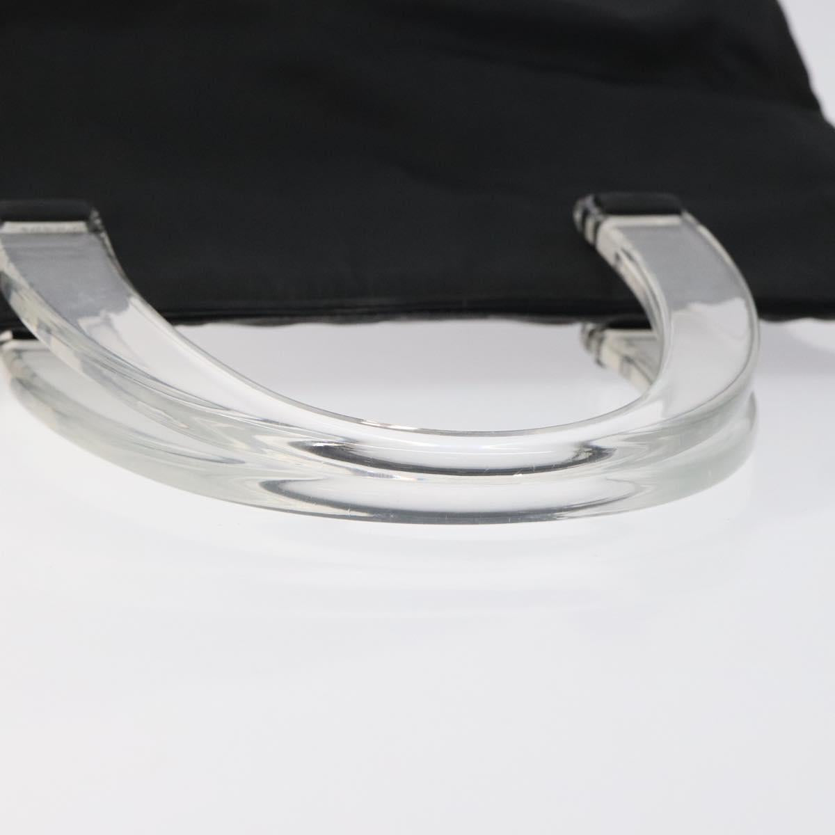PRADA Hand Bag Nylon Plastic Black Silver Auth 119188