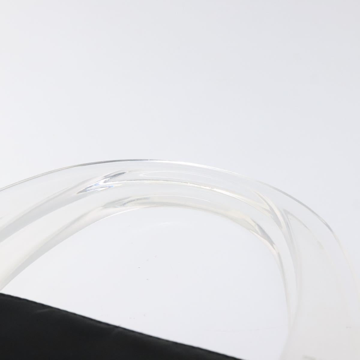 PRADA Hand Bag Nylon Plastic Black Silver Auth 119188