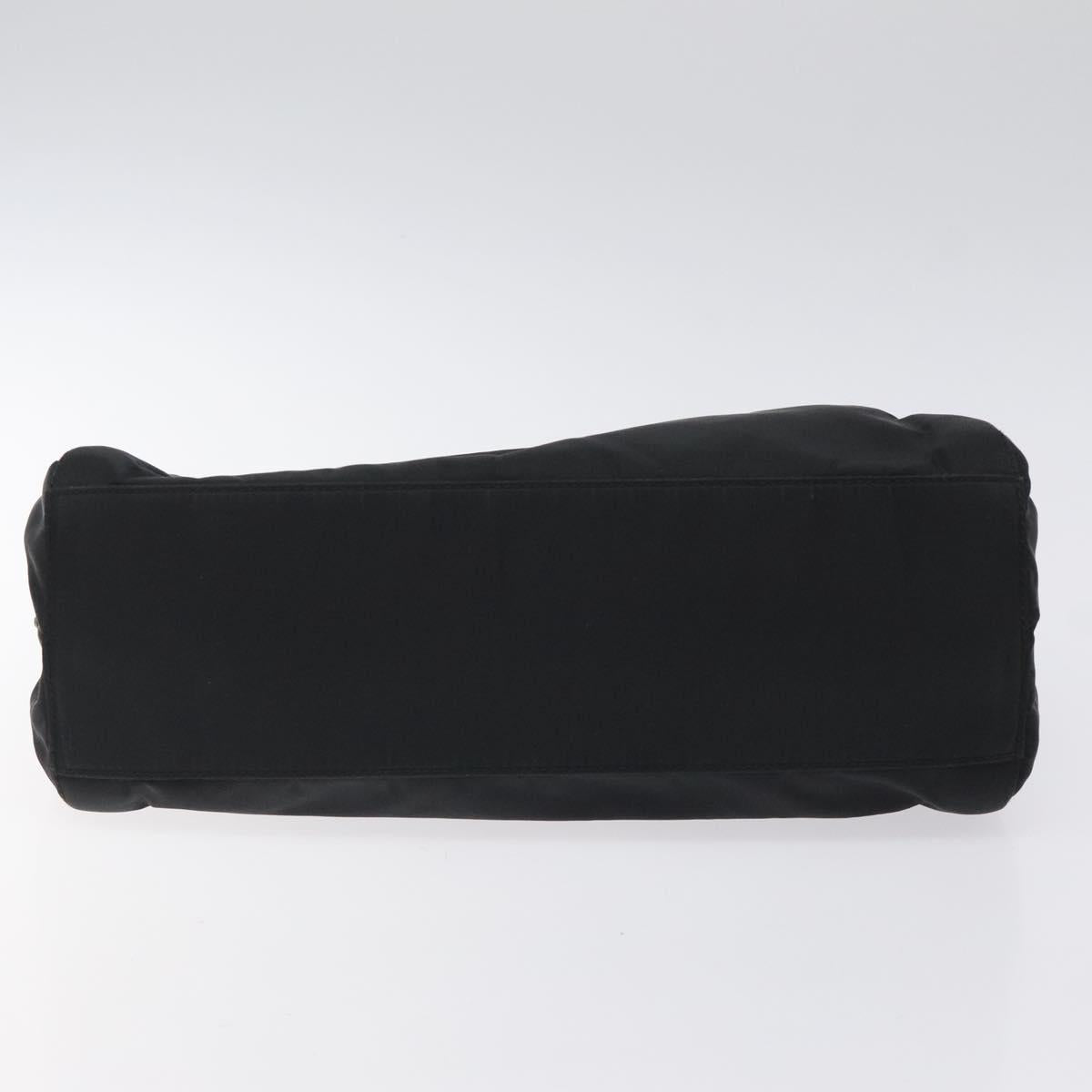PRADA Hand Bag Nylon Plastic Black Silver Auth 119188