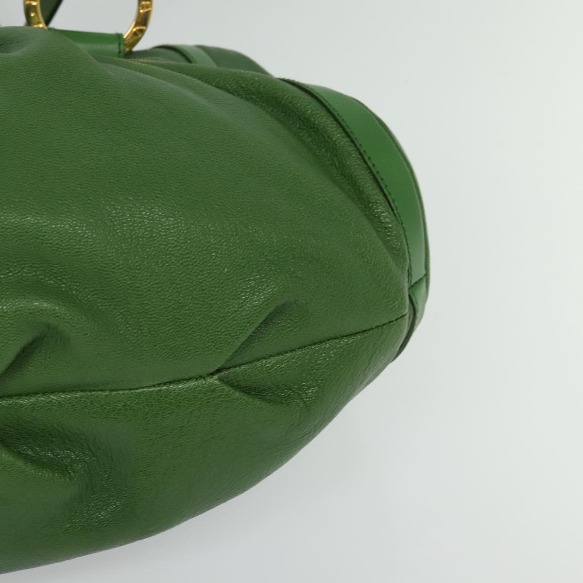 BVLGARI Chandra Hand Bag Leather Gold Green Auth 119194