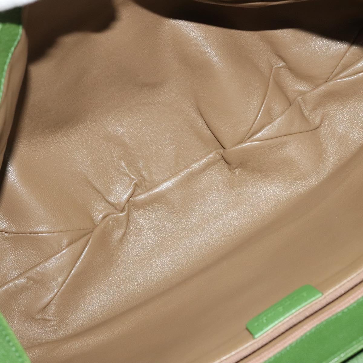 BVLGARI Chandra Hand Bag Leather Gold Green Auth 119194