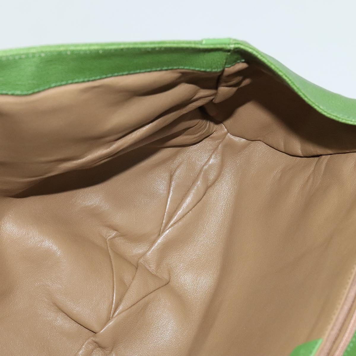 BVLGARI Chandra Hand Bag Leather Gold Green Auth 119194