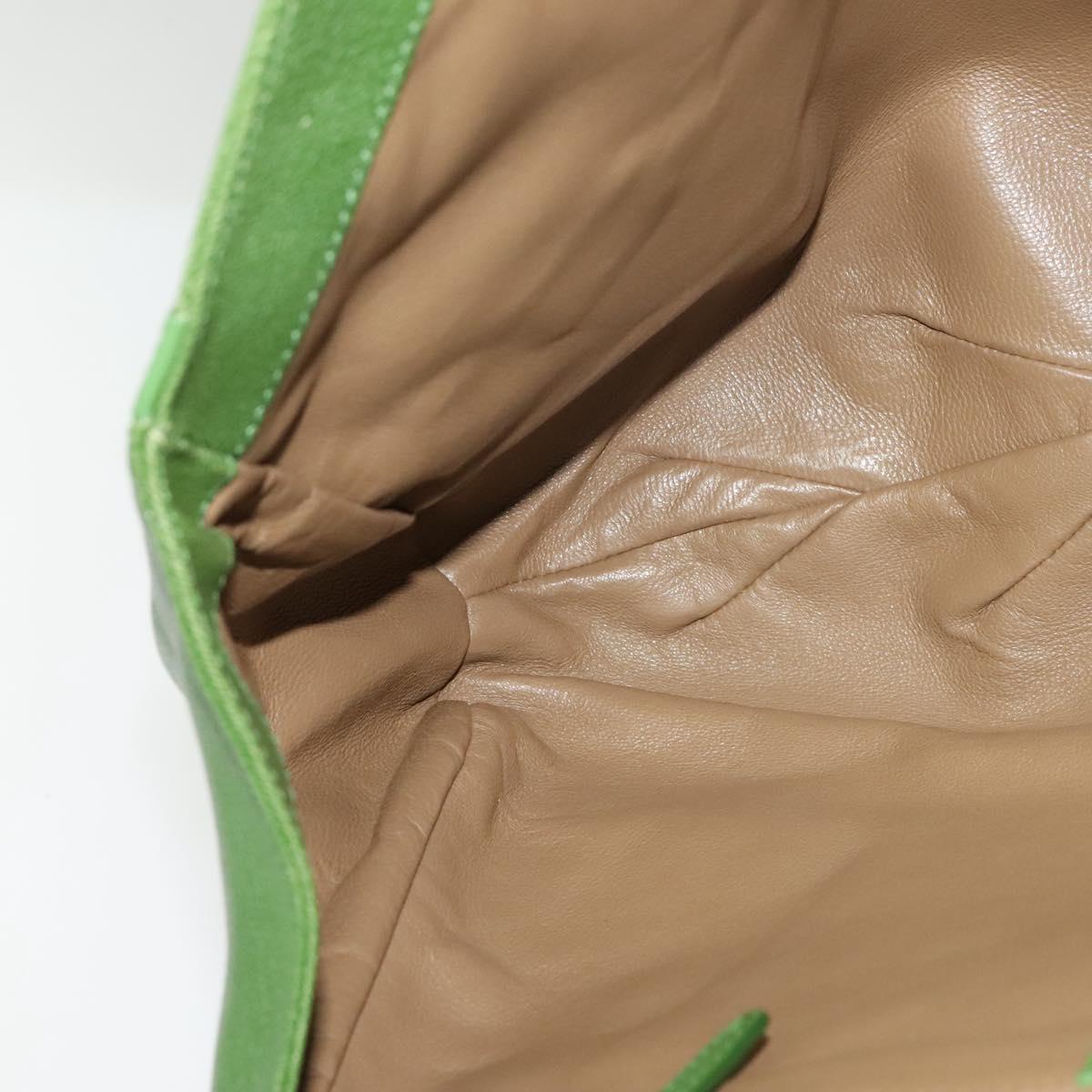 BVLGARI Chandra Hand Bag Leather Gold Green Auth 119194