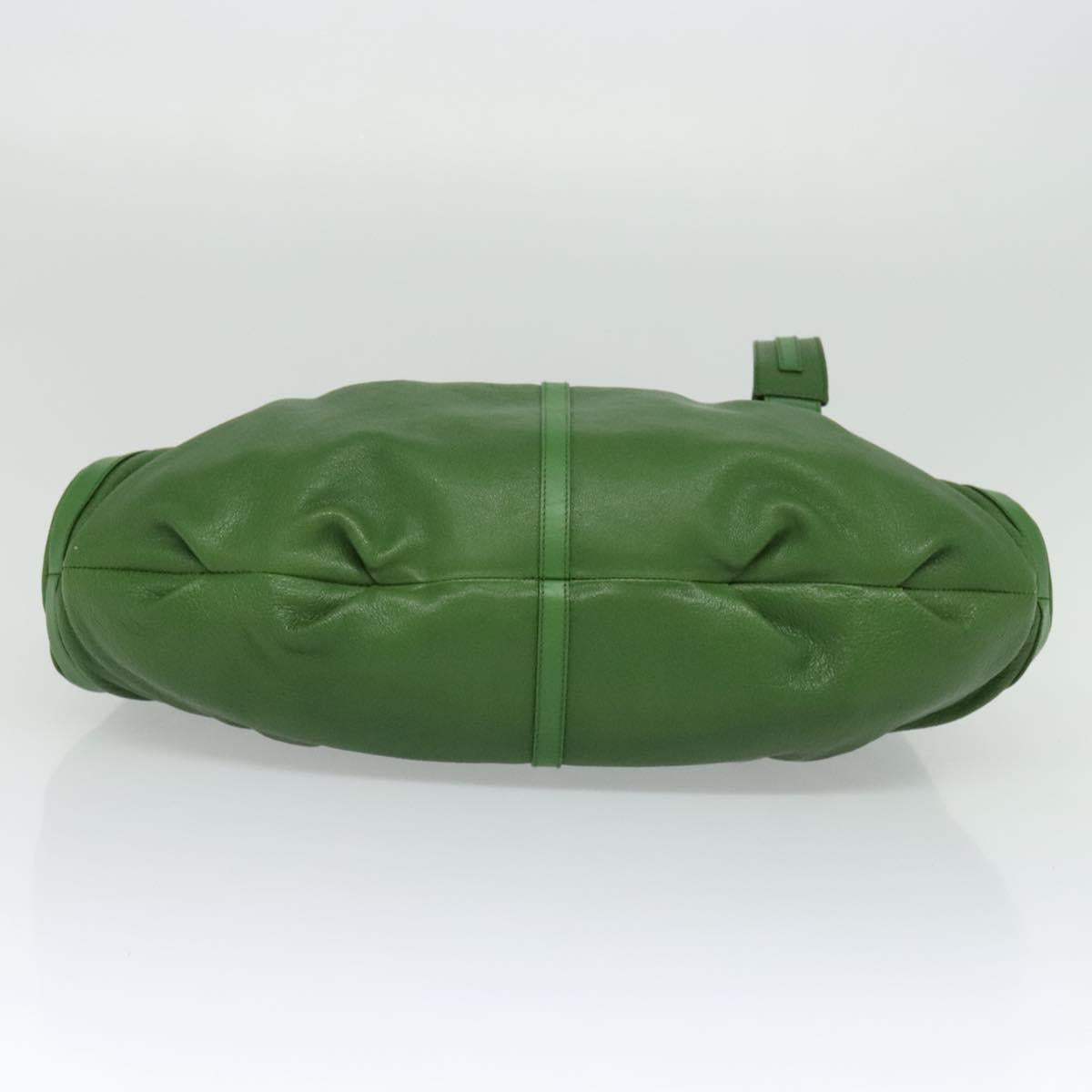 BVLGARI Chandra Hand Bag Leather Gold Green Auth 119194