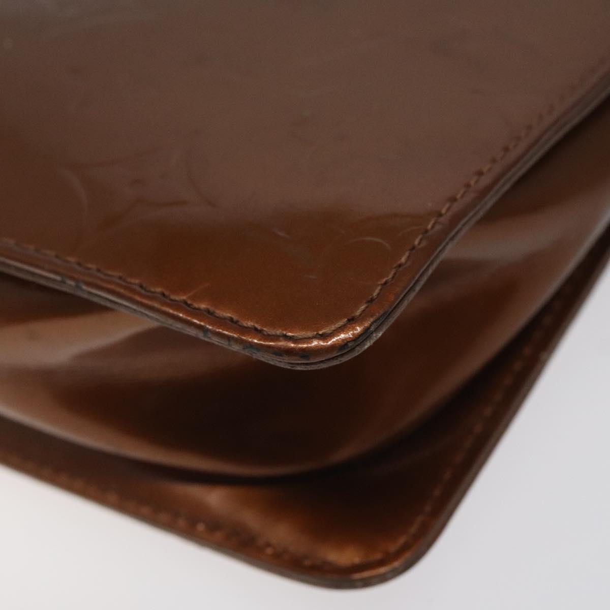 LOUIS VUITTON Monogram Vernis Motto Accessory Pouch Bronze M91138 LV Auth 119204