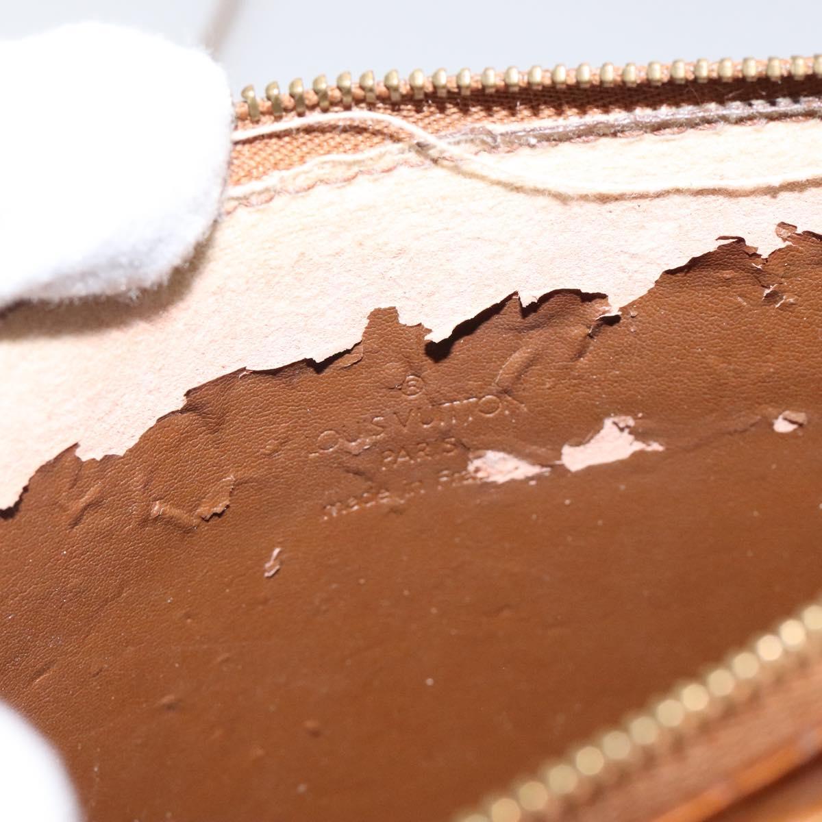 LOUIS VUITTON Monogram Vernis Motto Accessory Pouch Bronze M91138 LV Auth 119204