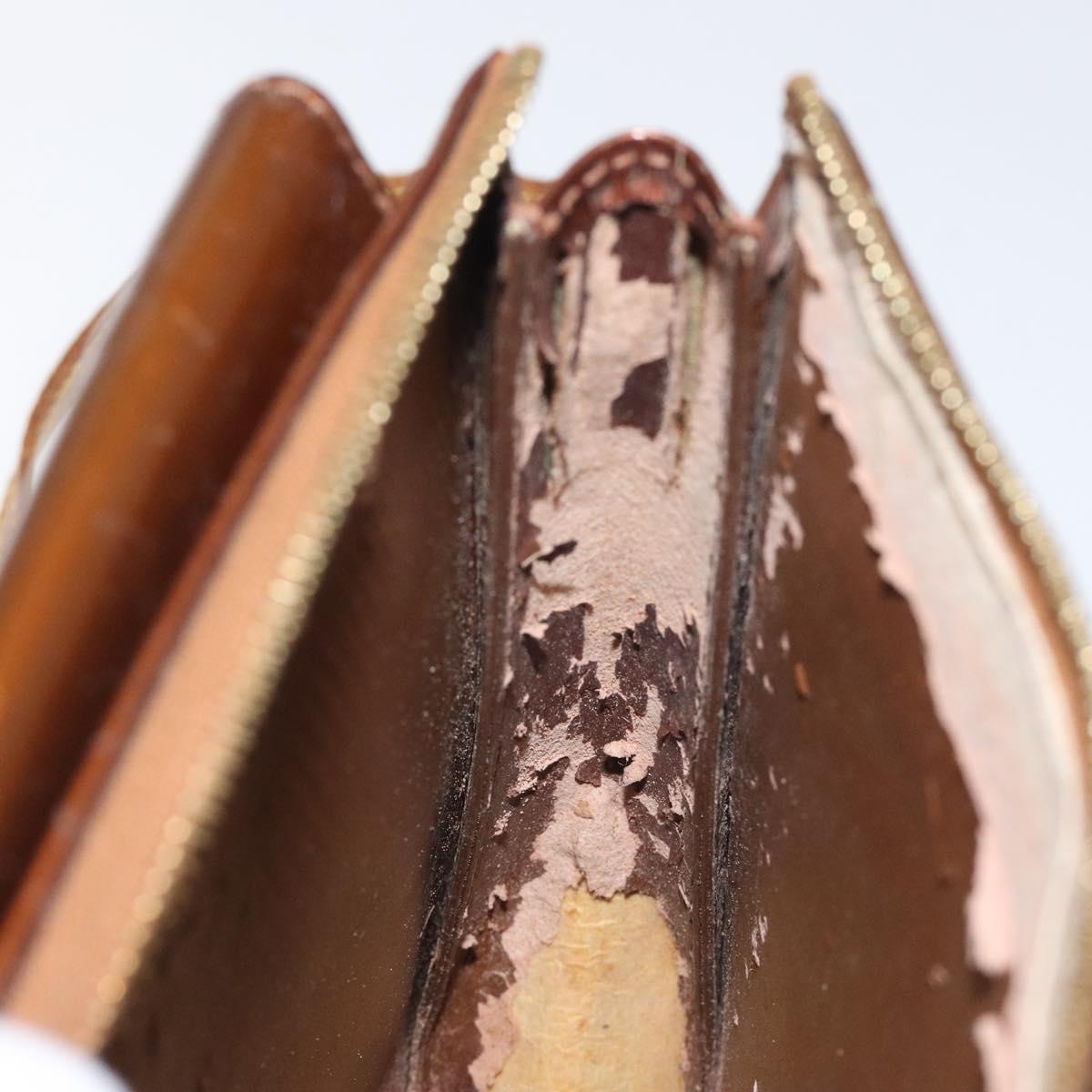 LOUIS VUITTON Monogram Vernis Motto Accessory Pouch Bronze M91138 LV Auth 119204