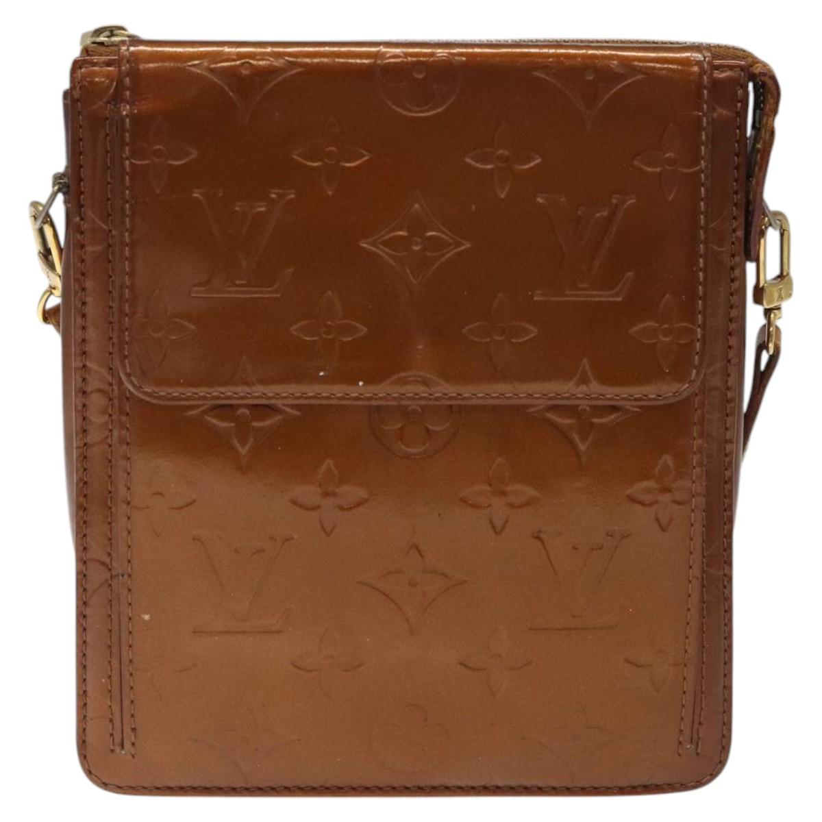 LOUIS VUITTON Monogram Vernis Motto Accessory Pouch Bronze M91138 LV Auth 119204